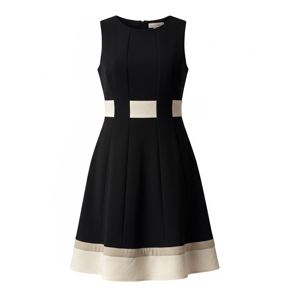 Calvin Klein Sleeveless Dress Women’s Size 6 Black Colorblock Lined Fit & Flare